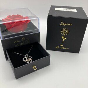 JoycuFF Rose Heart Initial Letter Pendant Necklace Gifts for Wife, Girlfriend